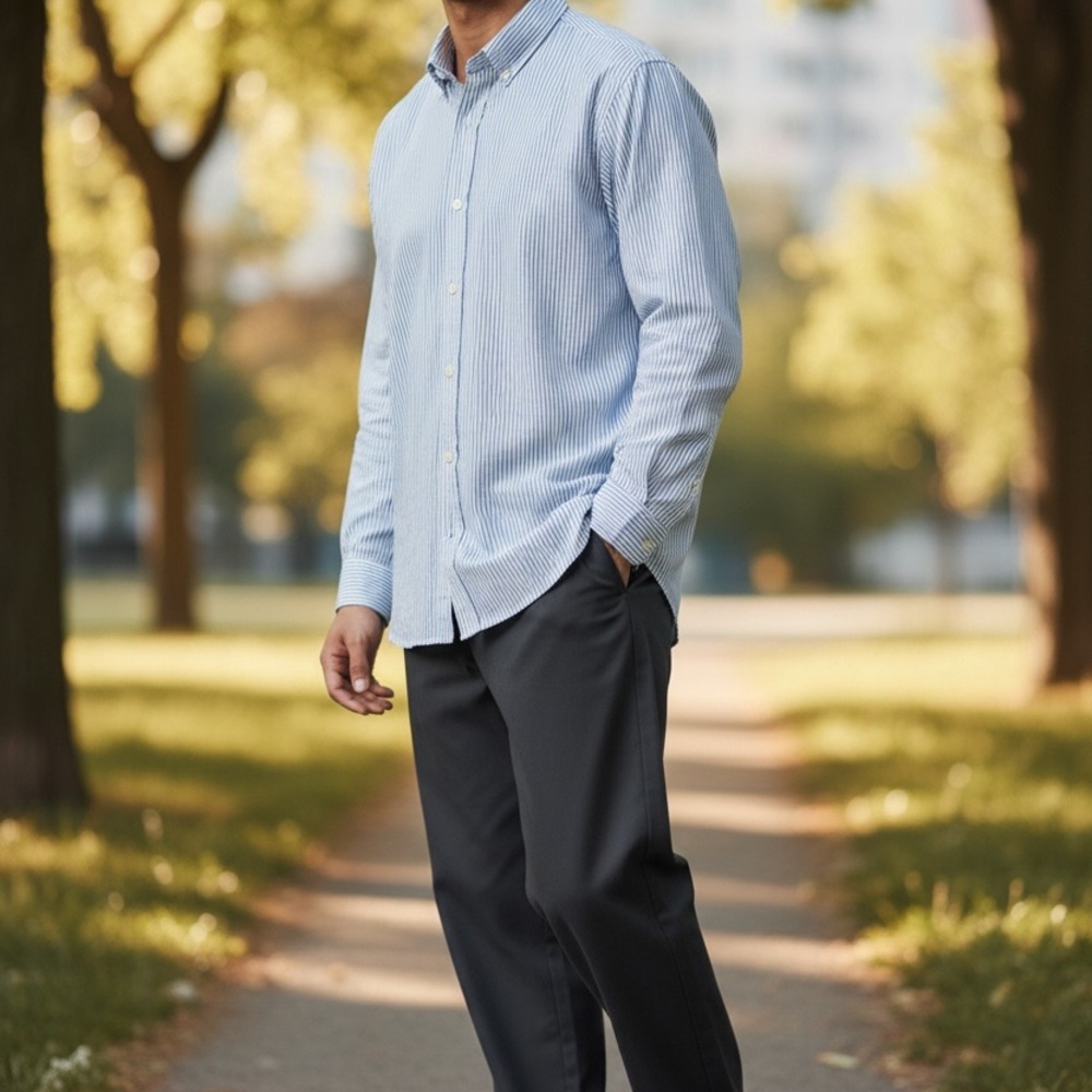 Chaps  Ralph Lauren Navy and White Striped Shirt 15/32-33